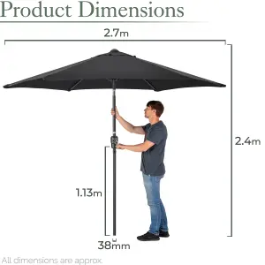 2.7m Crank and Tilt Parasol - Black