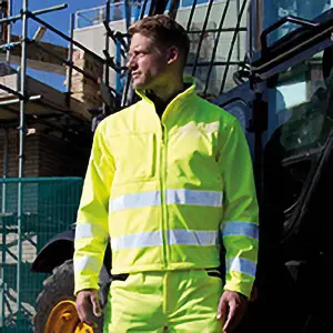 Result Core Mens High-Visibility Winter Blouson Softshell Jacket (Water Resistant & Windproof)