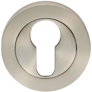 50mm Euro Profile Round Escutcheon 10mm Depth Concealed Fix Satin Nickel