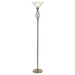 Classic Knot Twist Floor Lamp Uplighter in Antique Brass