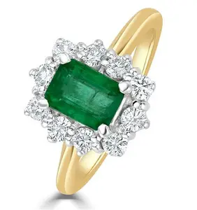 Emerald 1.00Ct And Diamond 0.50Ct 18K Gold Ring