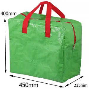 SPARES2GO Xmas Storage Bag Christmas Present Gift Decorations Lights Toys Red Green Pack of 2, Bags