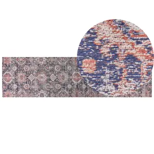 Cotton Runner Rug 80 x 300 cm Blue and Red KURIN