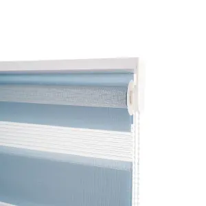 Elin Corded Light blue Striped Day & night Roller Blind (W)180cm (L)180cm