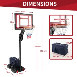 COSWAY 1.5-3.1M Basketball Hoop Adjust Basketball Stand Backborad Net w/ Wheels