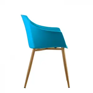 Single Eden Dining Chairs with Leather Cushions - Dining Armchair Blue