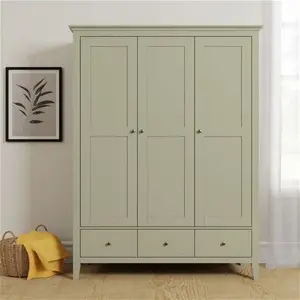 Dunelm Lynton Triple Wardrobe, Farmhouse, Green, Lynton Sage