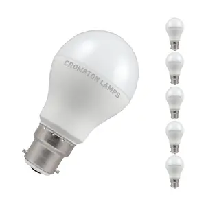 Crompton Lamps LED GLS 8.5W B22 Dimmable (5 Pack) Cool White Opal (60W Eqv)