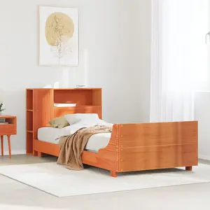 Berkfield Bed Frame without Mattress Wax Brown 90x190 cm Single Solid Wood Pine