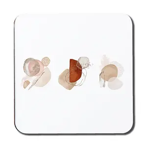 Terracotta, orange, blush, pink, ivory, beige watercolor Illustration and gold elements (Coaster) / Default Title