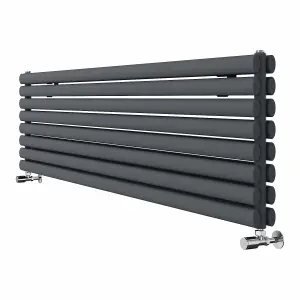 Right Radiators 1800x472 mm Horizontal Vertical Oval Column Radiator Double Panel Rads Anthracite