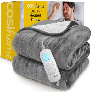 Cosi Home Fleece & Sherpa Electric Heated Throw - Grey