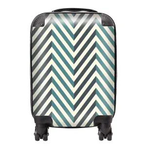 Geometric Herringbone Chevron Blues Suitcase - Mini Cabin