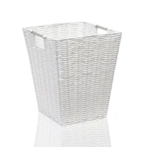 Arpan Waste Paper Bin White Resin Plastic Strong Square Basket Storage Ideal For Home, Office, Hotels (White Square)