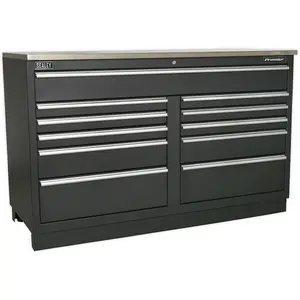 1.55m Heavy Duty Modular Garage Storage Cabinet with 11 Locking Drawers