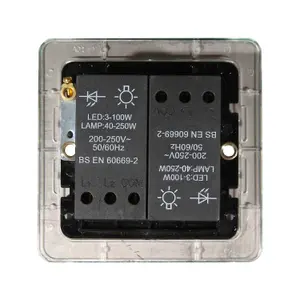 Brushed Chrome LED Dimmer Switch - Double Gang