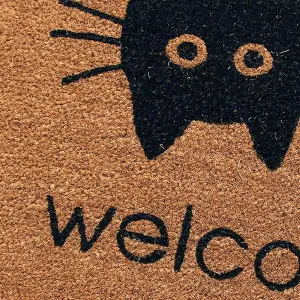 Coco & Coir Door Mats Indoor Outdoor Non Slip Cat Design Entrance Welcome 45cm x 75cm MEOW WELCOME