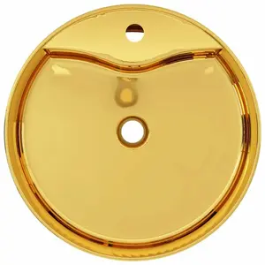 Belfry Bathroom Cavan Ceramic Round Sink with Overflow Gold / 15.5cm H x 46.5cm W x 46.5cm D