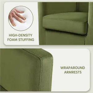 Yaheetech Olive Green Upholstered Velvet Club Chair