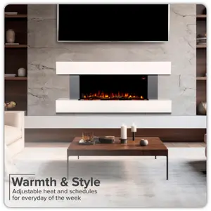 Baridi 46" Wall Mounting Electric Fireplace with LED Flame Effect - Grey - DH112