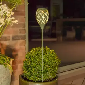 Festive Lights 75cm Sage Green Solar Metal Stake Light Garden Pathway Outdoor IP44 Lighting