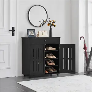 Yaheetech 4 Tier Adjustable Shoe Storage Cabinet - Black