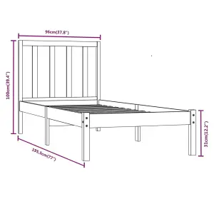 Berkfield Bed Frame Solid Wood Pine 90x190 cm Single