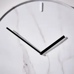 Contemporary Wall Clock Marble Effect Modern Minimalist White Analog Clock Bedroom Living Room Décor