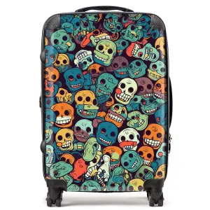 Smiling Skulls Pattern Suitcase - Medium