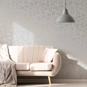 Superfresco Milan Grey Silver effect Trail Smooth Wallpaper