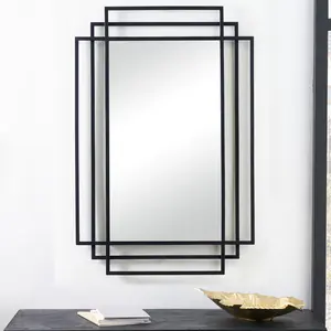 Iron Rectangle Wall Mirror Black