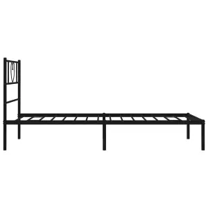 Berkfield Metal Bed Frame with Headboard Black 90x200 cm