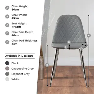 Furniturebox UK Santorini Brown Round Round Dining Table And 6 Grey Corona Black Leg Chairs