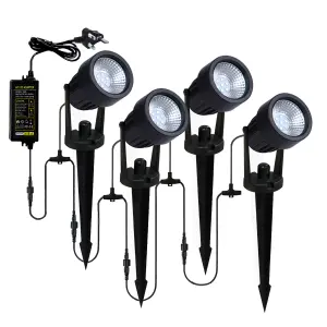 Litecraft Sitka Black 3W LED Outdoor 4 x Spike Light Kit