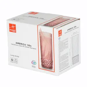 Bormioli Rocco - America '20s Highball Glasses - 400ml - Lilac Rose - Pack of 6