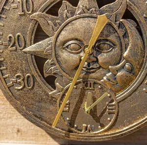 Sun Moon Outdoor Clock and Thermometer