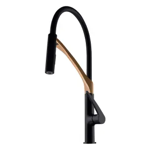 Hommix Rubineta Ultima-50 Black / Rose Gold Silicon Neck Pull Out Kitchen Mixer