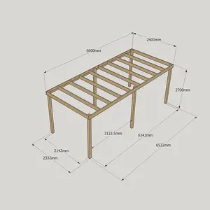 Garden Pergola 6 Posts - Wood - L240 x W660 x H270 cm - Light Green