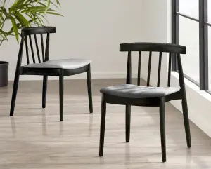 Goran Dining Chair Black Frame Grey Seat (Pair in Box)