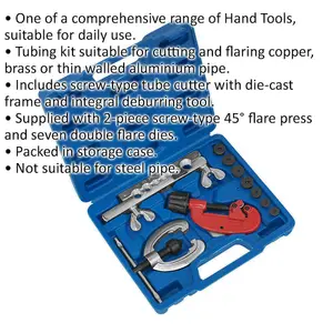 10 Piece Professional Pipe Flaring and Cutting Tool Kit for Copper and Brass