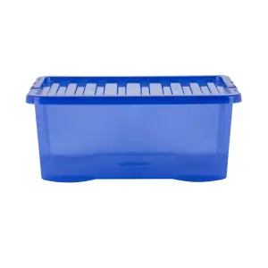 Wham 5 Piece Multisize Crystal Stackable Plastic Storage Box & Lid Set Tint Spectrum Blue