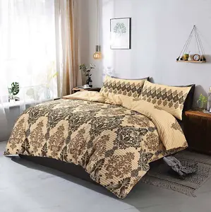 Duvet Cover Set Printed Floral Reversible Stripe Tanya Quilt Cover Bedding Set