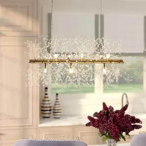 Mchugh 9 - Light Mchugh Starburst Sunburst Ceiling Lighting Kitchen Island Linear Pendant Gold