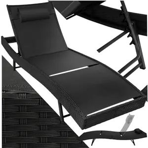 Sun Lounger Moana - weather & UV-resistant, 6 position backrest, removable pillow - black