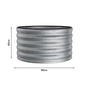 80cm Dia Galvanized Steel Outdoor Raised Garden Bed Round  Garden Bed, Silver