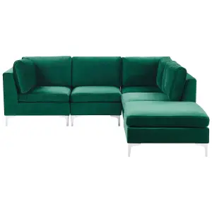 Sofa with Ottoman EVJA Green Velvet Left Hand