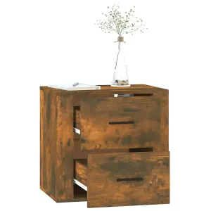 Berkfield Wall-mounted Bedside Cabinet Smoked Oak 50x36x47 cm