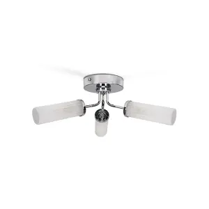 ValueLights Canya 3 Way Silver Bathroom Ceiling Light (Flush)