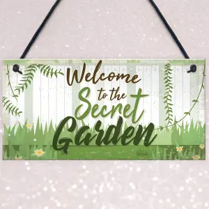 Red Ocean Welcome To The Secret Garden Hanging Plaque Garden Shed SummerHouse Sign Gifts For Her