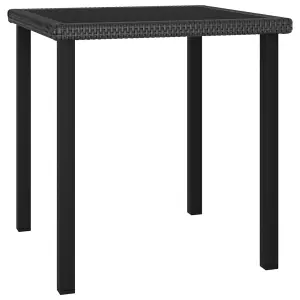 Berkfield Garden Dining Table Black 70x70x73 cm Poly Rattan